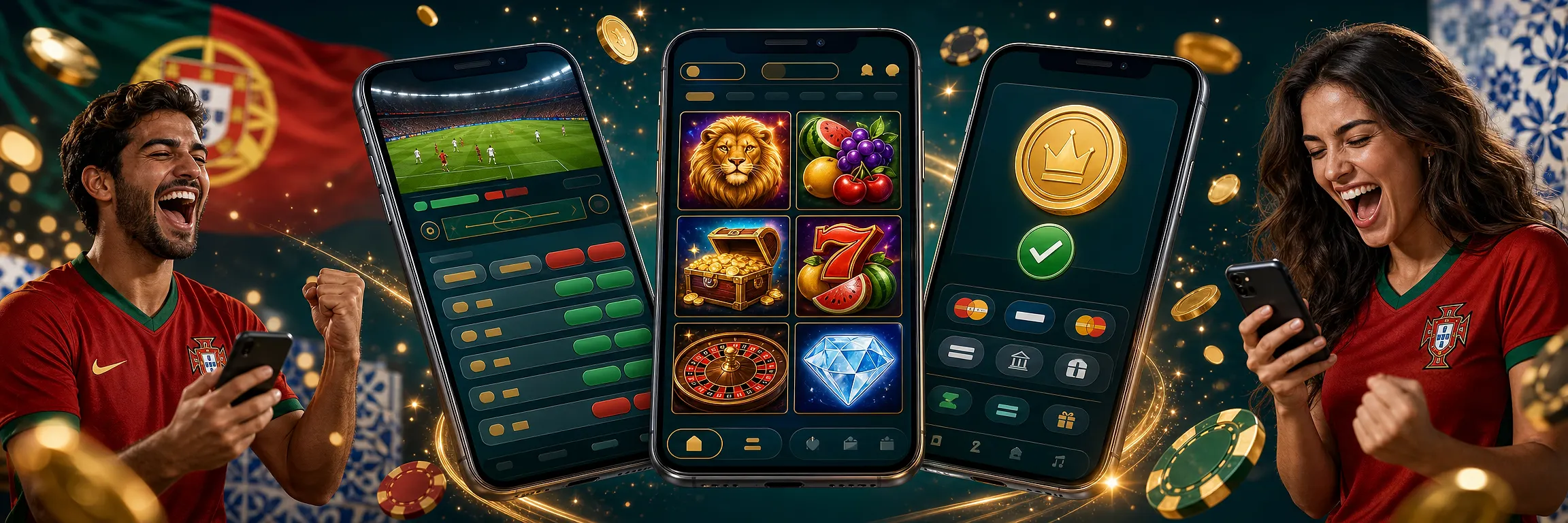 Ecrãs da aplicação 22Bet com apostas ao vivo, slots e caixa no telemóvel